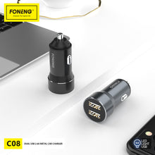 Заредете изображение във визуализатора на галерията – Foneng Car charger C08 - 2xUSB - 2,4A black
