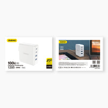 Заредете изображение във визуализатора на галерията – GaN 100W 2 x USB-C / 2 x USB fast charger Dudao A100EU - white
