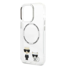 Заредете изображение във визуализатора на галерията – Karl Lagerfeld KLHMP13LHKCT iPhone 13 Pro / 13 6.1" hardcase transparent Karl &amp; Choupette Aluminum Magsafe
