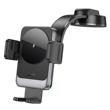 Заредете изображение във визуализатора на галерията – HOCO car holder with wireless charging for center console HW14 Speed black metal gray

