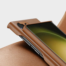 Заредете изображение във визуализатора на галерията – Dux Ducis Grit case for Samsung Galaxy S23 Ultra elegant cover made of artificial leather MagSafe brown
