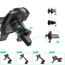 Заредете изображение във визуализатора на галерията – Choetech gravity car holder with built-in wireless charger black (T536-S)
