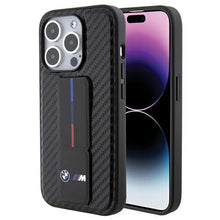 Заредете изображение във визуализатора на галерията – BMW Grip Stand Smooth &amp; Carbon case for iPhone 15 Pro - black
