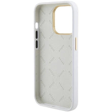 Заредете изображение във визуализатора на галерията – Guess Silicone Logo Strass 4G case for iPhone 15 Pro Max - white
