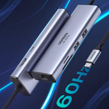 Заредете изображение във визуализатора на галерията – Multifunctional HUB 5in1 USB-C - HDMI 1.4 / 3 x USB-A / USB-C PD 100W Ugreen CM511 - gray
