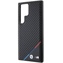 Заредете изображение във визуализатора на галерията – Original Case BMW hardcase Carbon Tricolor Line MagSafe BMHMS24L23PUDTK for Samsung Galaxy S24 Ultra Black
