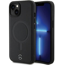 Заредете изображение във визуализатора на галерията – Mercedes MEHMP14S23RCMK case for iPhone 14 - black Smooth Leather MagSafe
