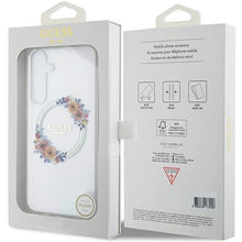Заредете изображение във визуализатора на галерията – Guess IML Flowers Wreath MagSafe case for Samsung Galaxy S24+ - transparent
