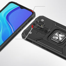 Заредете изображение във визуализатора на галерията – Wozinsky Ring Armor Rugged Hybrid Case Cover + Magnetic Holder Xiaomi Redmi 10X 4G / Xiaomi Redmi Note 9 black
