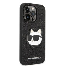 Заредете изображение във визуализатора на галерията – Karl Lagerfeld KLHCP14XG2CPK iPhone 14 Pro Max 6.7" black/black hardcase Glitter Choupette Patch
