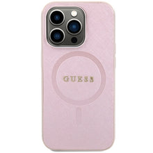 Заредете изображение във визуализатора на галерията – Original Case GUESS hardcase Saffiano MagSafe GUHMP15LPSAHMCP for Iphone 15 Pro pink
