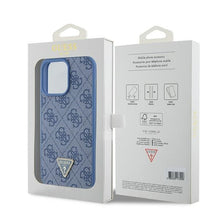 Заредете изображение във визуализатора на галерията – Original Case GUESS hardcase Leather 4G Triangle Strass GUHCP15XP4TDPB for Iphone 15 Pro Max Blue
