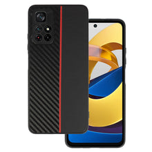Заредете изображение във визуализатора на галерията – Tel Protect CARBON Case for Xiaomi Redmi Note 11 5G/Poco M4 Pro 5G Black with red stripe
