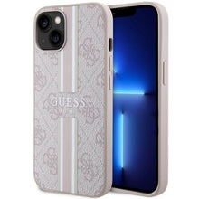 Заредете изображение във визуализатора на галерията – Guess GUHMP14MP4RPSP iPhone 14 Plus 6.7" pink/pink hardcase 4G Printed Stripes MagSafe
