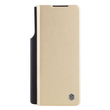 Заредете изображение във визуализатора на галерията – Nillkin Qin Leather Pro Case for Samsung Galaxy Z Fold 4 cover with a cover for the camera and a place for the stylus gold
