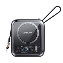 Заредете изображение във визуализатора на галерията – Joyroom induction power bank 10000mAh Icy Series 22.5W with built-in Lightning cable black (JR-L007)
