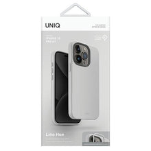 Заредете изображение във визуализатора на галерията – Uniq Lino Hue iPhone 15 Pro 6.1" case Magclick Charging light gray/chalk gray
