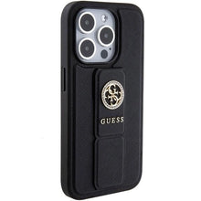 Заредете изображение във визуализатора на галерията – Guess Grip Stand 4G Saffiano Strass case for iPhone 15 Pro Max - black
