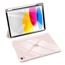 Заредете изображение във визуализатора на галерията – Dux Ducis Toby case for iPad 10.9'' 2022 (10 gen.) cover with stylus holder Apple Pencil smart cover stand pink
