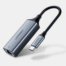 Заредете изображение във визуализатора на галерията – Ugreen external network adapter RJ45 - USB Type C (1000 Mbps / 1 Gbps) Gigabit Ethernet gray (CM199)
