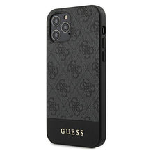 Заредете изображение във визуализатора на галерията – Guess GUHCP12MG4GLGR iPhone 12/12 Pro 6,1" szary/grey hardcase 4G Stripe Collection
