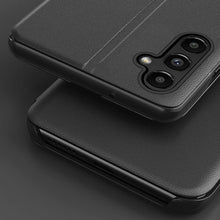 Заредете изображение във визуализатора на галерията – Eco Leather View Case cover for Samsung Galaxy S23 with flip stand blue
