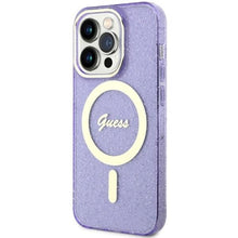 Заредете изображение във визуализатора на галерията – Guess GUHMP14LHCMCGU iPhone 14 Pro 6.1" purple/purple hardcase Glitter Gold MagSafe

