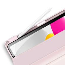 Заредете изображение във визуализатора на галерията – Dux Ducis Toby case for iPad 10.9'' 2022 (10 gen.) cover with stylus holder Apple Pencil smart cover stand pink
