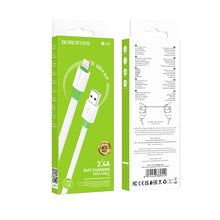 Заредете изображение във визуализатора на галерията – Borofone Cable BX89 Union - USB to Lightning - 2,4A 1 metre white-green
