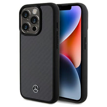 Заредете изображение във визуализатора на галерията – Original Case MERCEDES hardcase Carbon Fiber Dynamic MEHCP15LRCABK for Iphone 15 Pro Black
