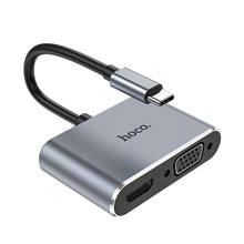 Заредете изображение във визуализатора на галерията – Hoco adapter hub typ c do hdtv+vga hb29
