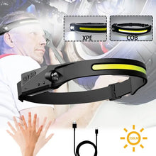 Заредете изображение във визуализатора на галерията – LED headlamp with IPX4 motion sensor USB-C 1200 mAh - black
