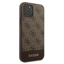 Заредете изображение във визуализатора на галерията – Guess GUHCP12MG4GLBR iPhone 12/12 Pro 6,1" brązowy/brown hardcase 4G Stripe Collection
