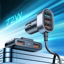 Заредете изображение във визуализатора на галерията – Joyroom fast car charger with extension cable 45W 5xUSB-A black (JR-CL03 Pro)
