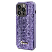 Заредете изображение във визуализатора на галерията – Guess Sequin Script Metal case for iPhone 14 Pro - purple
