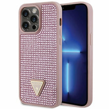 Заредете изображение във визуализатора на галерията – Original Case GUESS Rhinestone Triangle hardcase GUHCP14XHDGTPP for Iphone 14 Pro Max pink
