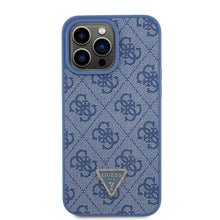 Заредете изображение във визуализатора на галерията – Original Case GUESS hardcase Leather 4G Triangle Strass GUHCP15XP4TDPB for Iphone 15 Pro Max Blue
