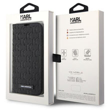 Заредете изображение във визуализатора на галерията – Karl Lagerfeld KLBKP14LSAKLHPK iPhone 14 Pro 6.1" bookcase black/black Saffiano Monogram
