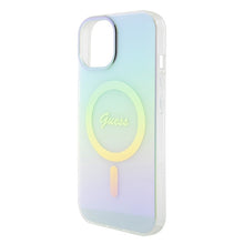 Заредете изображение във визуализатора на галерията – Original Case GUESS IML Iridescent Magsafe hardcase GUHMP15SHITSQ for Iphone 15 turquoise
