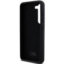 Заредете изображение във визуализатора на галерията – Karl Lagerfeld Silicone Karl&amp;Choupette Metal Pin case for Samsung Galaxy S23 - black
