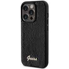 Заредете изображение във визуализатора на галерията – Original faceplate case GUESS GUHCP13XPSFDGSK for iPhone 13 Pro Max (Sequin Script Metal  / black)
