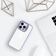 Заредете изображение във визуализатора на галерията – Tel Protect Kickstand case + camera glass (lens) for Iphone 15 light purple
