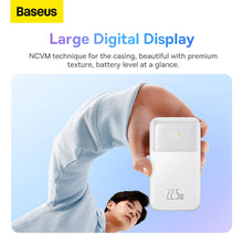 Заредете изображение във визуализатора на галерията – Baseus Comet Series powerbank with display 20000mAh 22.5W - white + USB-A - USB-C 0.3m cable - white
