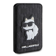 Заредете изображение във визуализатора на галерията – Karl Lagerfeld KLWMSPSAKHCK Wallet Card Slot Stand Saffiano Monogram Choupette MagSafe case - black
