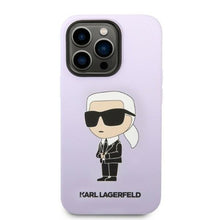 Заредете изображение във визуализатора на галерията – Karl Lagerfeld KLHCP14LSNIKBCU iPhone 14 Pro 6.1&quot; hardcase purple/purple Silicone Ikonik
