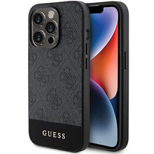 Заредете изображение във визуализатора на галерията – Original Case GUESS hardcase 4G Stripe Collection GUHCP15LG4GLGR for Iphone 15 Pro grey
