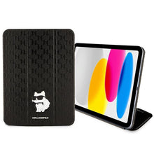 Заредете изображение във визуализатора на галерията – Karl Lagerfeld KLFC11SAKHPCK iPad 10.9" Folio Magnet Allover Cover black/black Saffiano Monogram Choupette
