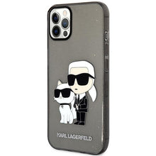 Заредете изображение във визуализатора на галерията – Karl Lagerfeld KLHCP12MHNKCTGK iPhone 12 /12 Pro 6.1" black/black hardcase Gliter Karl&amp;Choupette
