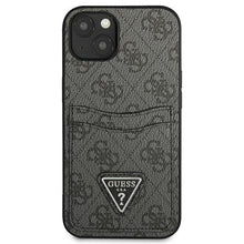 Заредете изображение във визуализатора на галерията – Guess GUHCP13MP4TPK iPhone 13 6.1" black/black hardcase 4G Triangle Logo Cardslot
