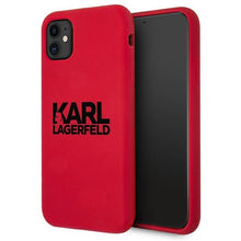 Заредете изображение във визуализатора на галерията – Original KARL LAGERFELD Case Silicone Stack Logo KLHCN61SLKLRE for Iphone 11/XR red
